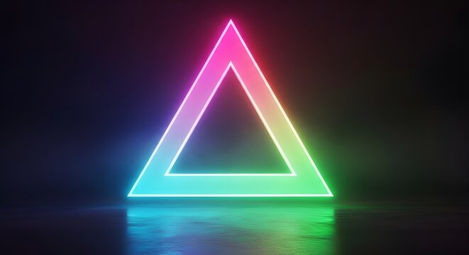 Neon triangle with vibrant colors for modern and futuristic background