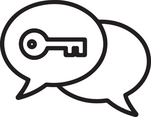 Key inside speech bubble icon representing communication secrets