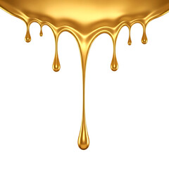 Molten Gold, Liquid Dripping in Teardrop Shapes with a Glossy Finish, cutout, PNG isolated on white or transparent background