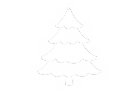 Christmas tree outline, simple line drawing, winter holiday illustration, transparent background