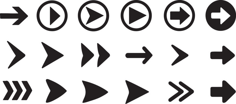 Arrow icon set pointing direction vector graphic collection symbols pack