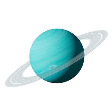 Planet, Teal with White Rings and Swirling Cloud Patterns, cutout, PNG isolated on white or transparent background