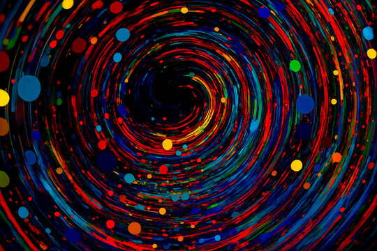 AI generated swirling multicolor vortex abstract art energetic motion and deep center creating a psychedelic vibrant and dynamic visual mood suitable for modern digital design and creative backgrounds - Powered by Adobe