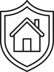 Shield icon protecting a house symbolizing home security and safety