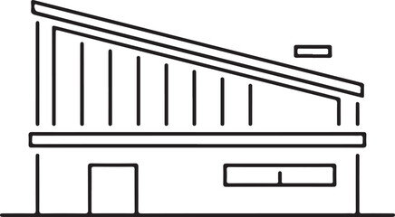 Modern minimalist house outline with slanted roof and large windows