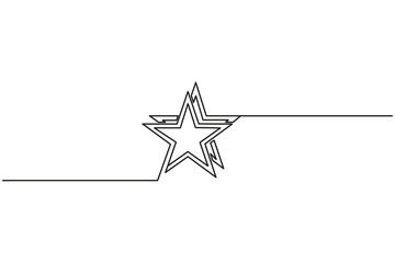 Star line art design with continuous curve minimalist drawing.Simple one line star illustration minimal abstract artwork.Continuous line star shape minimal vector drawing concept.Vector Illustration.
