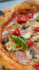 Traditional Italian pizza presented beautifully on a plate ready to be enjoyed in a restaurant