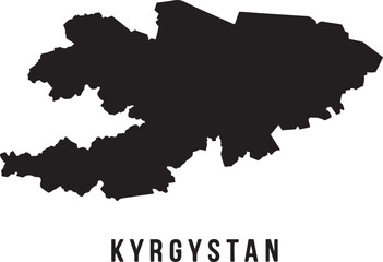 Fototapeta premium Kyrgyzstan Silhouette Map with Name Isolated on Transparent