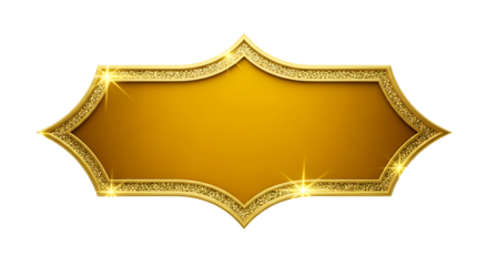 Ornate Golden Frame with Glittering Edges isolated on a transparent background sparkling
