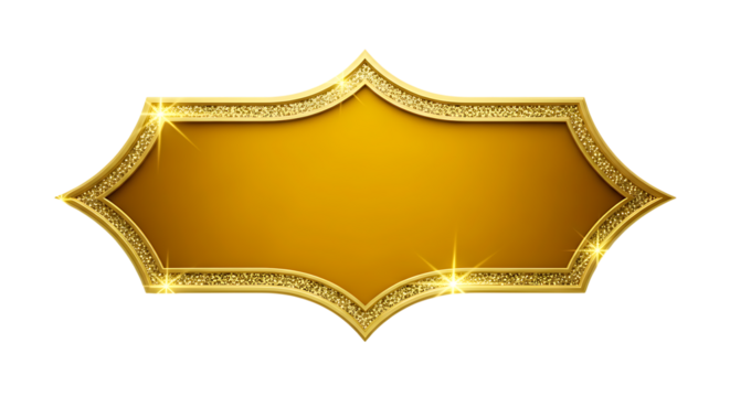 Ornate Golden Frame with Glittering Edges isolated on a transparent background sparkling