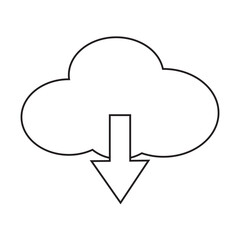 Cloud Download and Digital Data Storage line icon