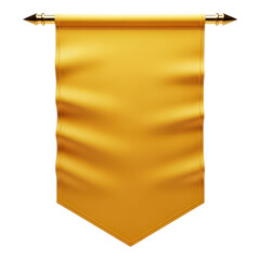 Golden pennon isolated on transparent background, a symbol of medieval heraldry
