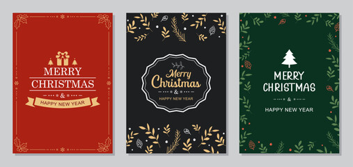 Elegant vintage christmas greeting card design and invitation template.