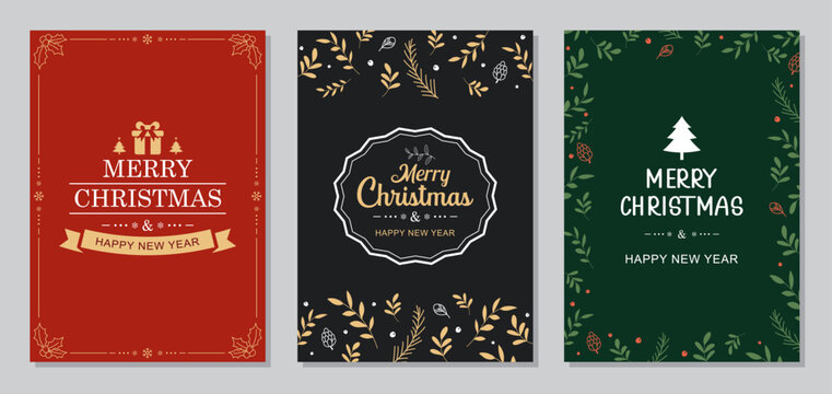Elegant vintage christmas greeting card design and invitation template. - Powered by Adobe
