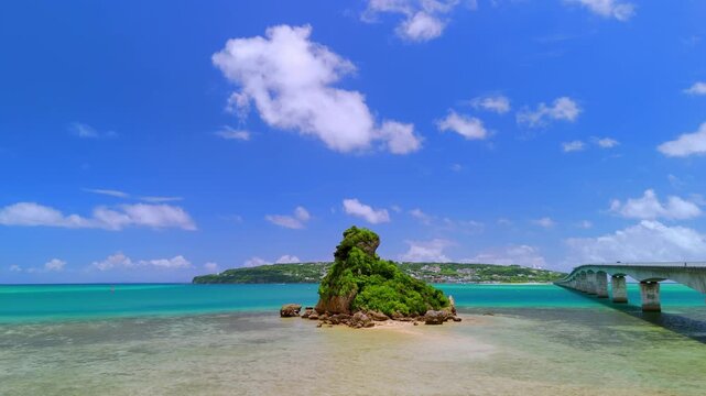 Kouri Bridge, Okinawa, sea view, blue sky, travel, Japan