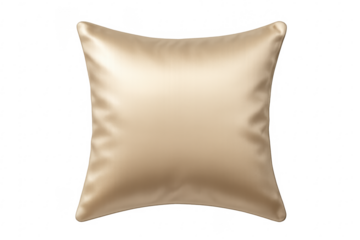 Golden silk pillow offering comfort and luxury on transparent background