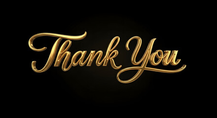 Elegant golden thank you text on a black background