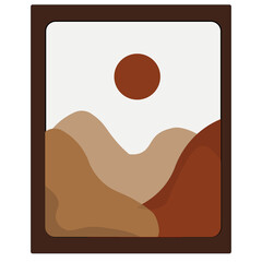 Minimalist Mountain Landscape Wall Art Illustration