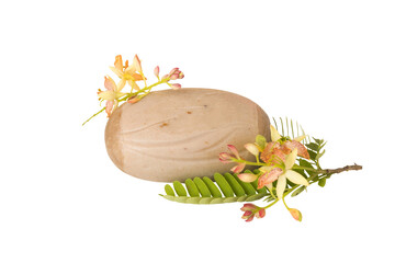 cubes soap extract herbal tamarind health care for wash skin arrangement flat lay style 