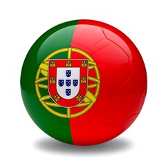 Obraz premium Glossy soccer ball with the national emblem of Portugal on the surface
