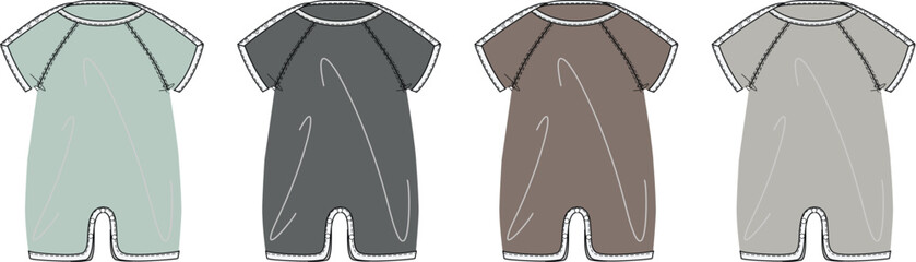 Diverse Color Palette for Infant Clothing A Collection of Baby Onesies in Various Hues and Designs