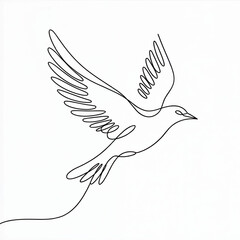 Obraz premium Minimal continuous one line drawing of flying bird simple illustration