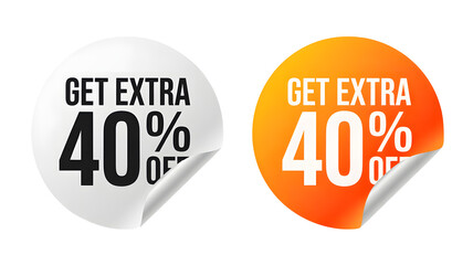 Get extra 40 percent off promotion stickers for marketing campaigns and sales offers