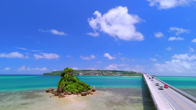Kouri Bridge, Okinawa, sea view, blue sky, travel, Japan
