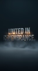 United in Remembrance Text with Glowing Light and Foggy Atmosphere.