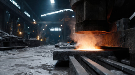 Ultra-realistic Concept of Metal Recycling Process in an Industrial Setting with Furnace and Molten Material