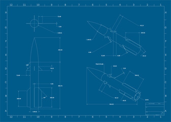 Blueprint of a Rocket or Missile Vector SVG