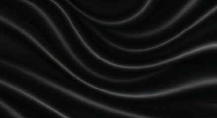 Obraz premium Ebony Elegance: A luxurious expanse of flowing black fabric, its subtle textures and soft folds evoking a sense of opulence and sophistication.