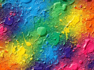 Vibrant rainbow abstract texture background with colorful paint splashes and artistic brush strokes. Generative AI.