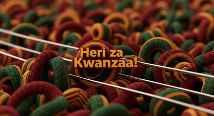 Vibrant Kwanzaa Celebration with Colorful Decorations and Festive Message.