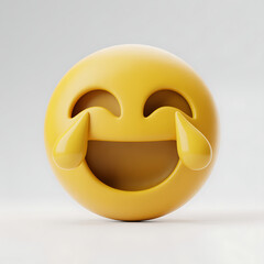 Laughing emoji with tears of joy 3D rendering of a yellow face expressing happiness and humor