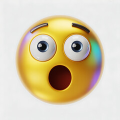 Surprised emoji with wide eyes and open mouth 3D rendering expressing shock and astonishment