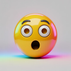 Surprised emoji with wide eyes a 3D rendering conveying shock and astonishment