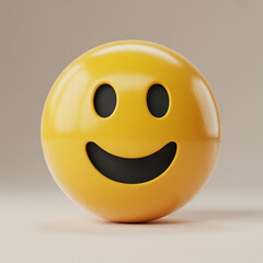 Yellow smiley face with happy expression 3D render conveying positive emotion