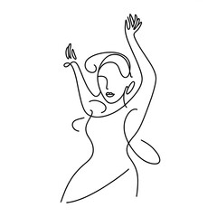 Elegant woman line art minimalist vector illustration isolated on white background