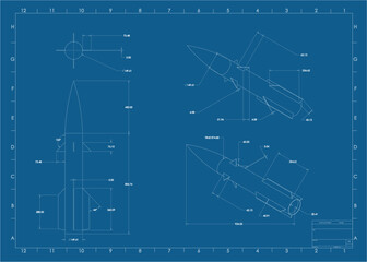 Blueprint of a Rocket or Missile Vector EPS