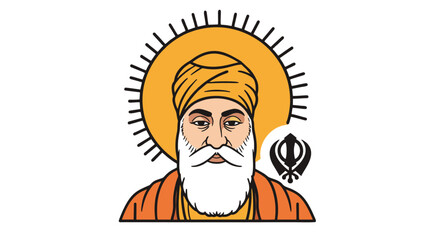 Flat vector of Guru Nanak Dev Ji