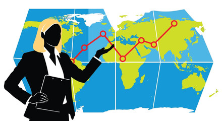 Global market analysis presentation business woman growth strategy