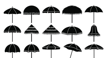 Collection of different beach umbrellas parasols vector illustration