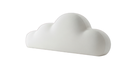 Soft cloud-shaped cushion, slightly shadowed, isolated on a black background
