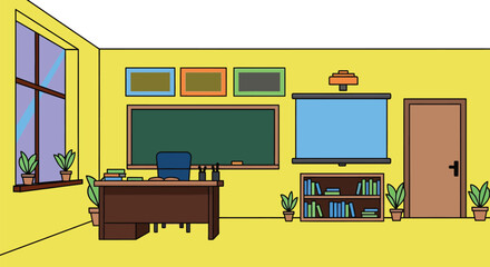 Classroom illustration vector empty school room interior background