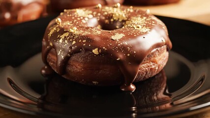 Decadent Chocolate Donuts with Gold Flakes: A Visual Feast of Texture and Flavor - Powered by Adobe
