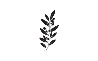 Botanical Leaf Branch Silhouette Illustration for Nature and Design Art