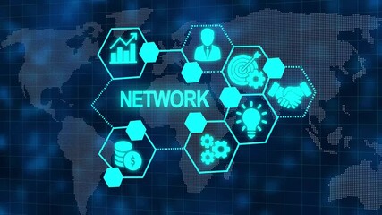 Animated network concept depicting global business connections and financial growth - Powered by Adobe