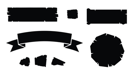 Download black silhouette banners and frames vector graphic design