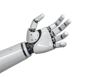 Artificial intelligence robot hand on technology, Isolated on transparent or white, Cut out